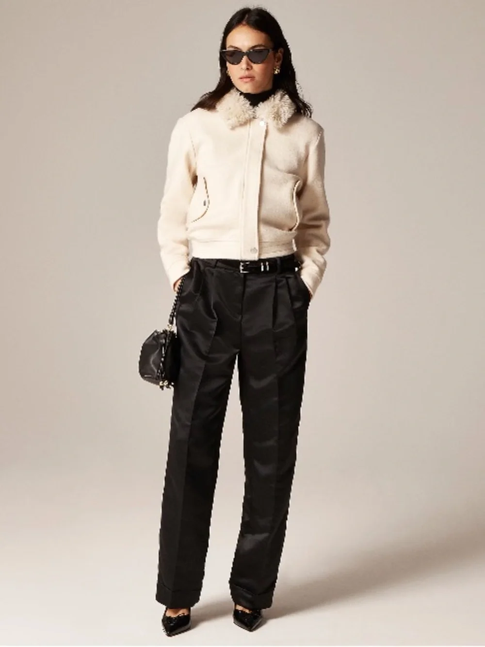 J.Crew Wool-blend flight jacket with faux-fur collar CQ056